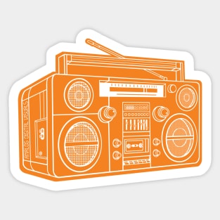 Boombox (White Lines + Princeton Orange Drop Shadow) Analog / Music Sticker